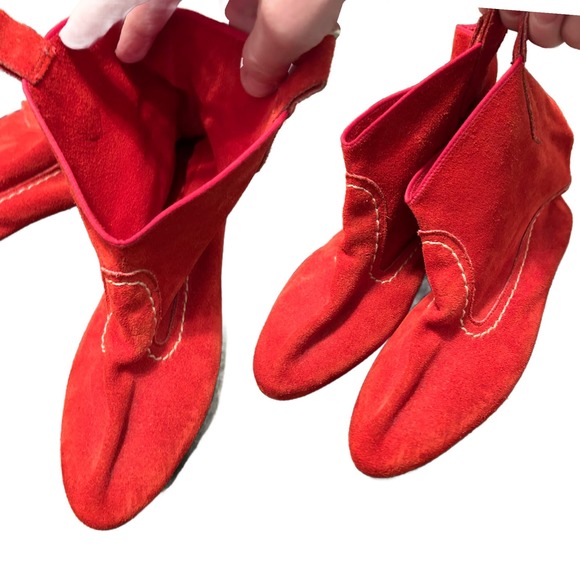 1980s Daniel Green Rust Suede Pointy Toe Ankle Boots / Women’s 7 * - Picture 3 of 4